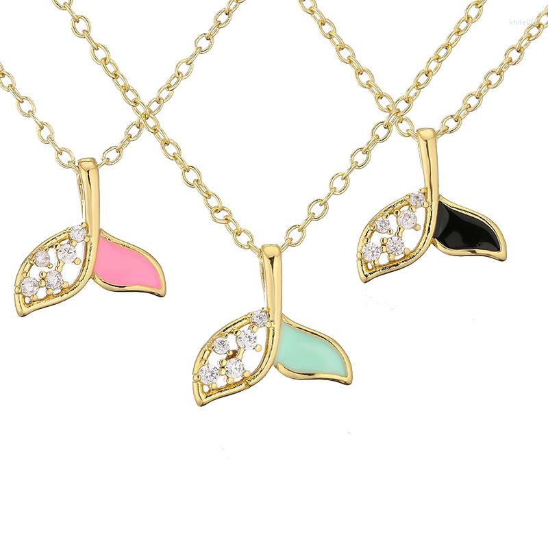 

Pendant Necklaces Blue Mermaid Tail Charm Necklace Exquisite 18K Gold Plated For Women Clavicle Chain Birthday Jewelry Gifts