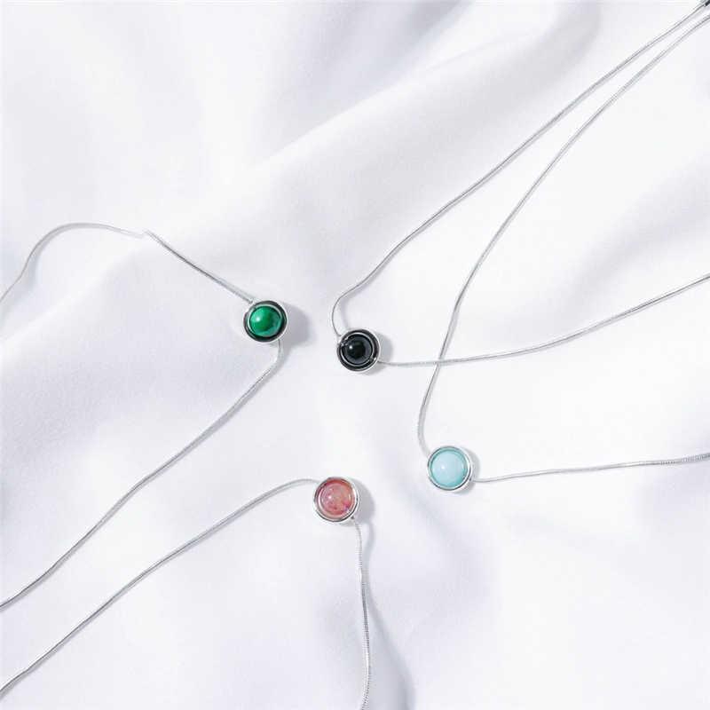 

Chains Pendant Pattern Transfer Marble Gifts Women Necklace Lucky Beads Stone