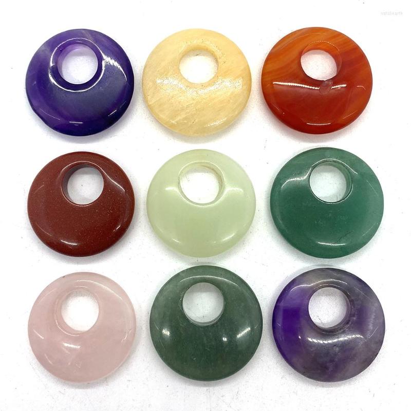 

Charms Round Amethyst Red Agate Natural Stone Polished Pendant 27mm Diy For Jewelry Making Necklace Earrings Charm Accessories