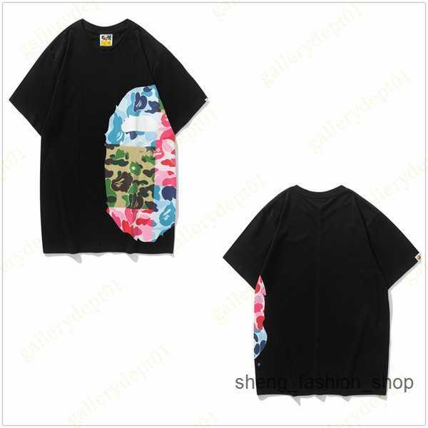 

Bathing ape Designer t Shirts for Men Side Double Sided Camouflage Shark Tshirts Clothes Graphic Tee Colorful Apes Printt-shirt Cashew Lightning 6 6EME, Style no. 8