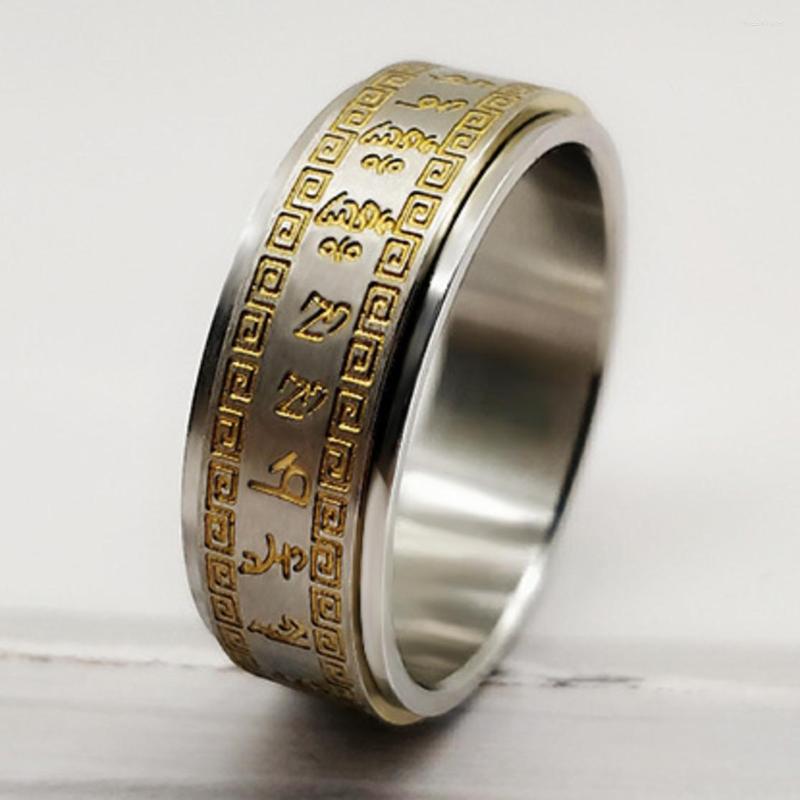 

Cluster Rings Tibetan Buddhism Men's Women's Buddhist Healing Mantras Lucky Spinner Ring Tuoroni Heart Scripture Unisex Couple For