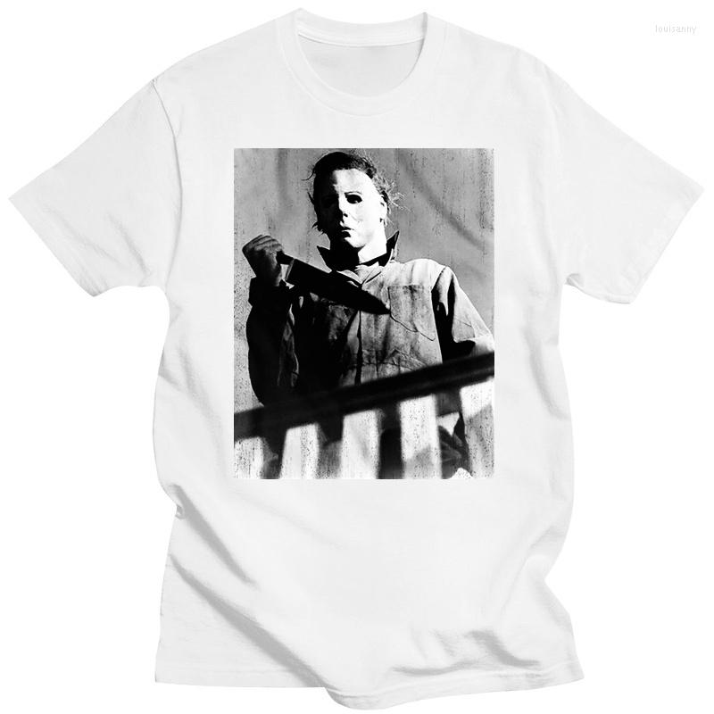 

Men's T Shirts Halloween Horror Michael Myers Bloody Knife Men'S Shirt Thriller Movie Adults Casual Tee, Graymen