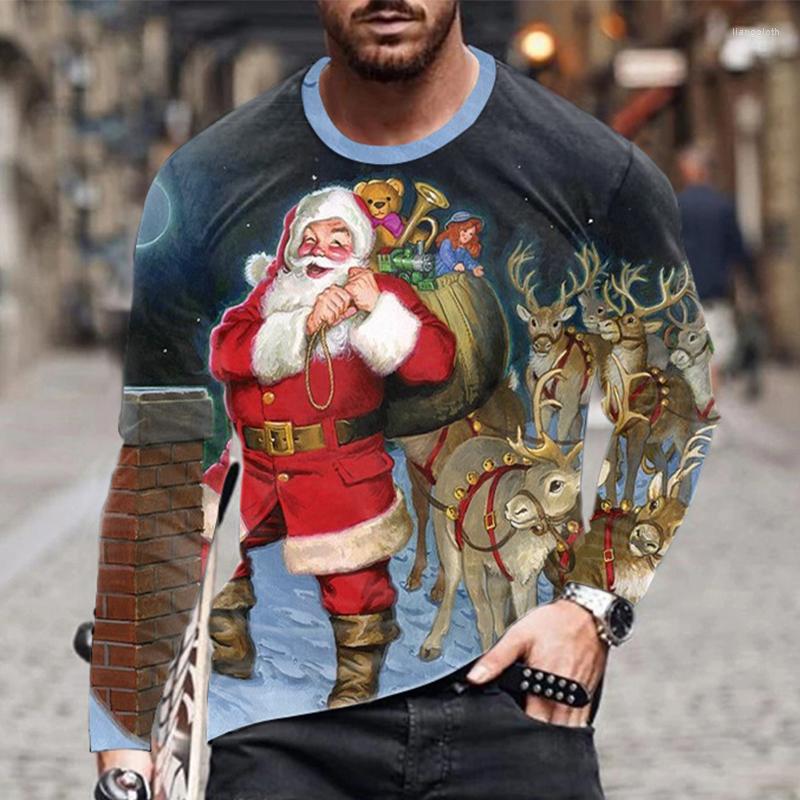 

Men's T Shirts Men's Autumn Long Sleeve T-shirt Male Sport Tshirt Christmas Print Shirt Santa Claus Tee Tops Streetwear Clothes For Men, Nsc001-02
