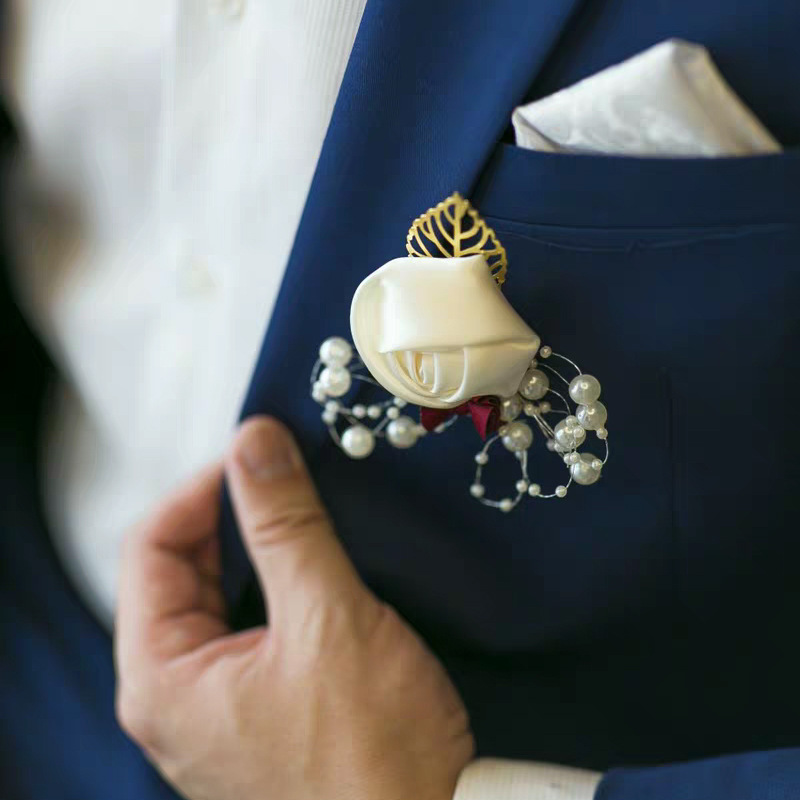 

Other Groom Accessories Wedding Corsage Flower Silk Rose Groom Buttonhole Pin Men Wedding Planner Marriage Corsage Flower