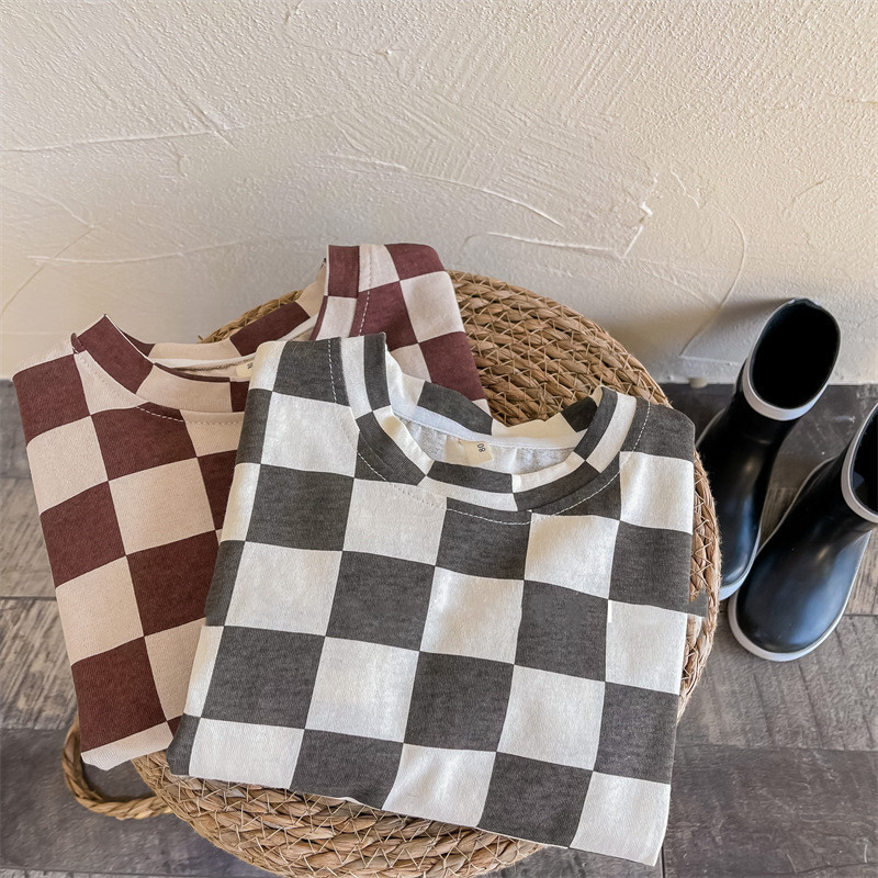 

T-shirts 1636C Children T Shirt Spring Korean Girl's Bottoming Shirt Long Sleeve Hemp Cotton T-shirt 1-7Year Boy Tops 230414, Brown