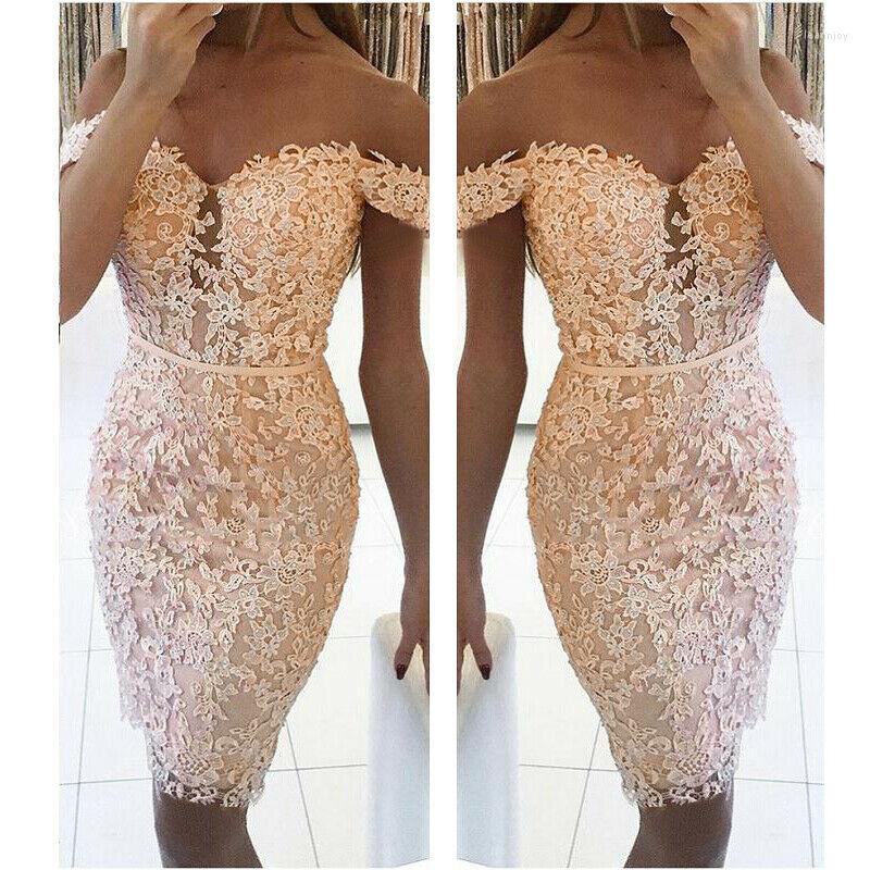 

Casual Dresses Fashion Slim Solid Women Sleeveless Bodycon Lace Mini Dress Ladies Summer Holiday Party Pullover Clothes, Beige