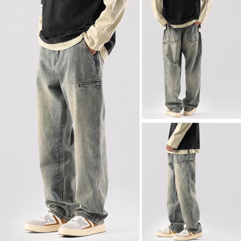 

Men's Jeans Men Pants Pockets Bottoms Daily Wear American Zipper Trousers Denim Clothes, Black