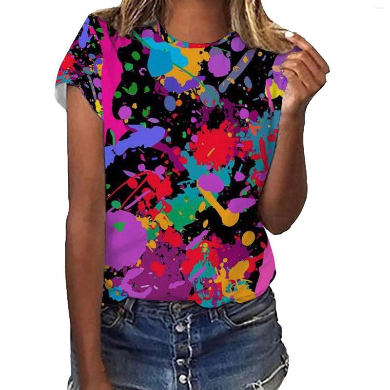 

Women's T Shirts Womens Casual Print O Neck Short Sleeve Blouse Tops Tees Raglan Shirt Women Workout Cotton Polyester Spandex, Yellow