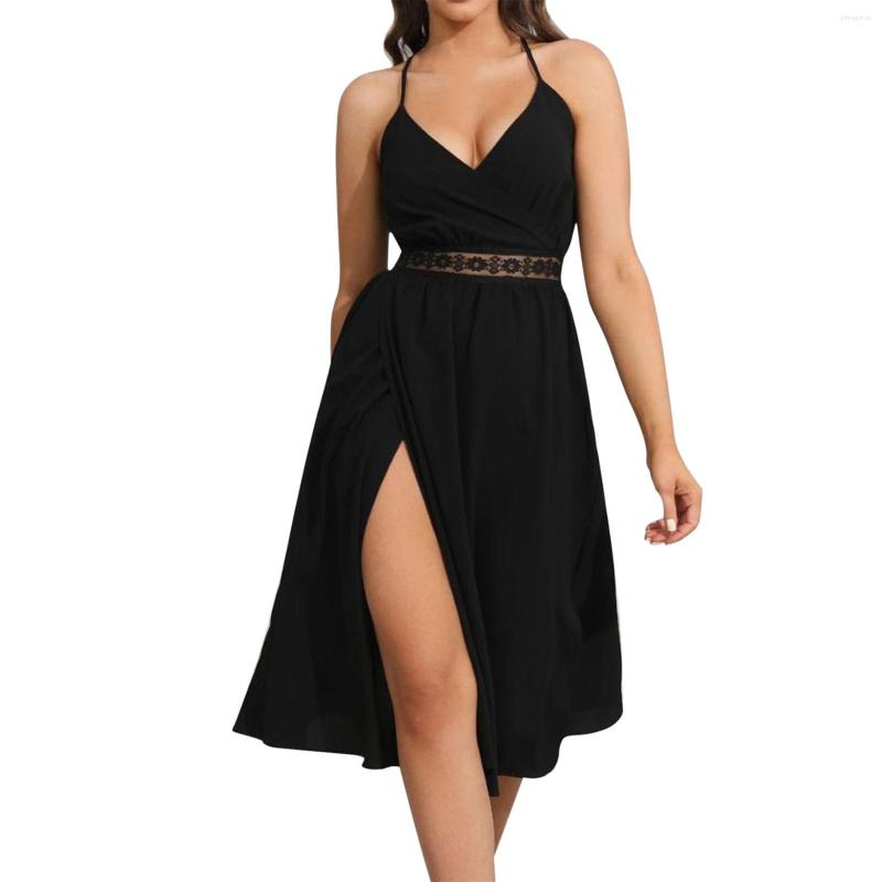 

Casual Dresses Women' Hollowed Out V Dress Backless Suspender Suitable For Dating Lace, Black
