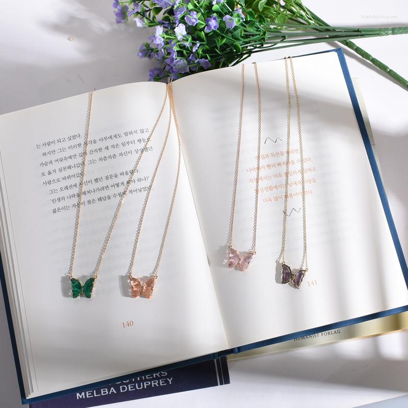 

Necklace Earrings Set Bohemian Crystal Transparent Butterfly Pendant Sdtud Collarbone Chain Ethnic Jewelry Women's, Picture shown