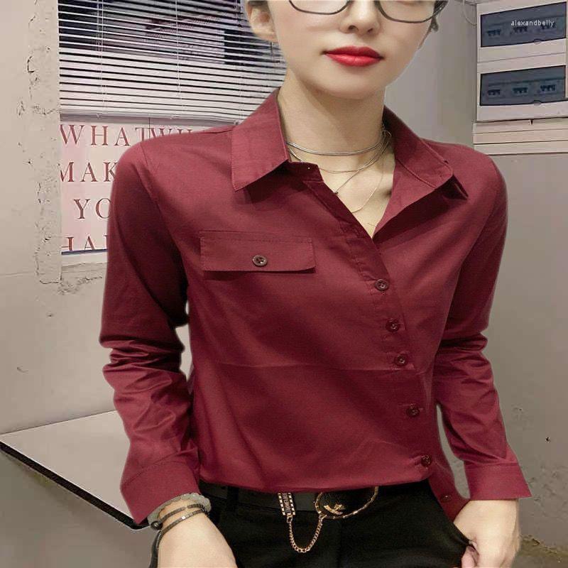 

Women's T Shirts Spring Oversized Office Lady Elegant Fashion Buttons T-Shirt Female Long Sleeve All-match Casual Blouse Women's, Cloth230209b02
