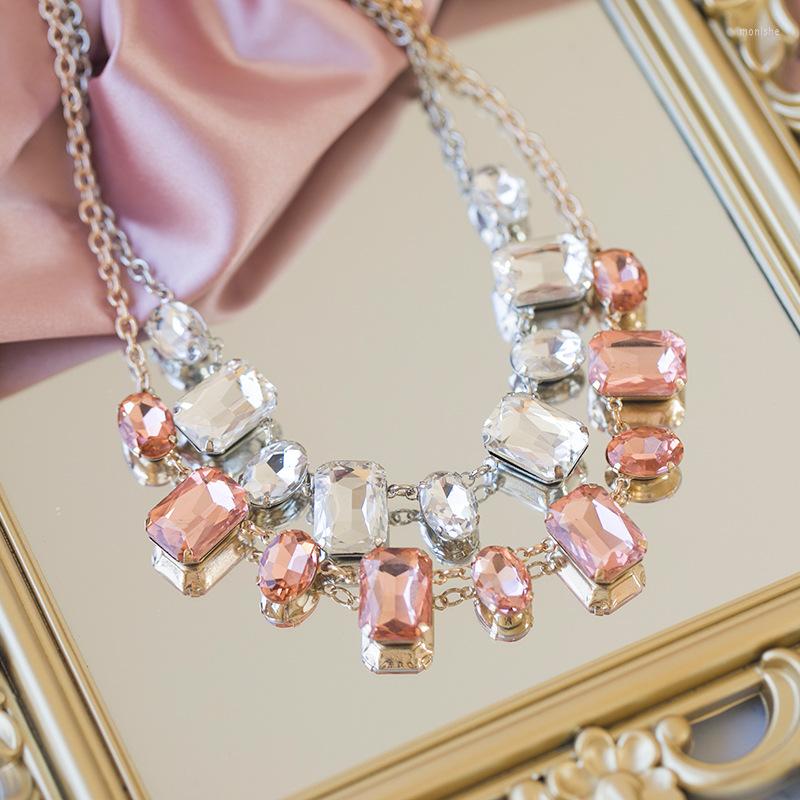 

Choker Fashion Women's Square Glass Crystal Short Necklace