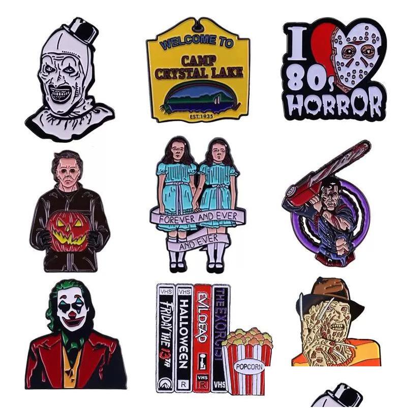 

Cartoon Accessories Halloween Horror Movie Figure Enamel Pin Brooch Badge Lapel Backpack Collar Hat Women Men Jewelry Gifts Drop Del Dhien, Randomly sended colors