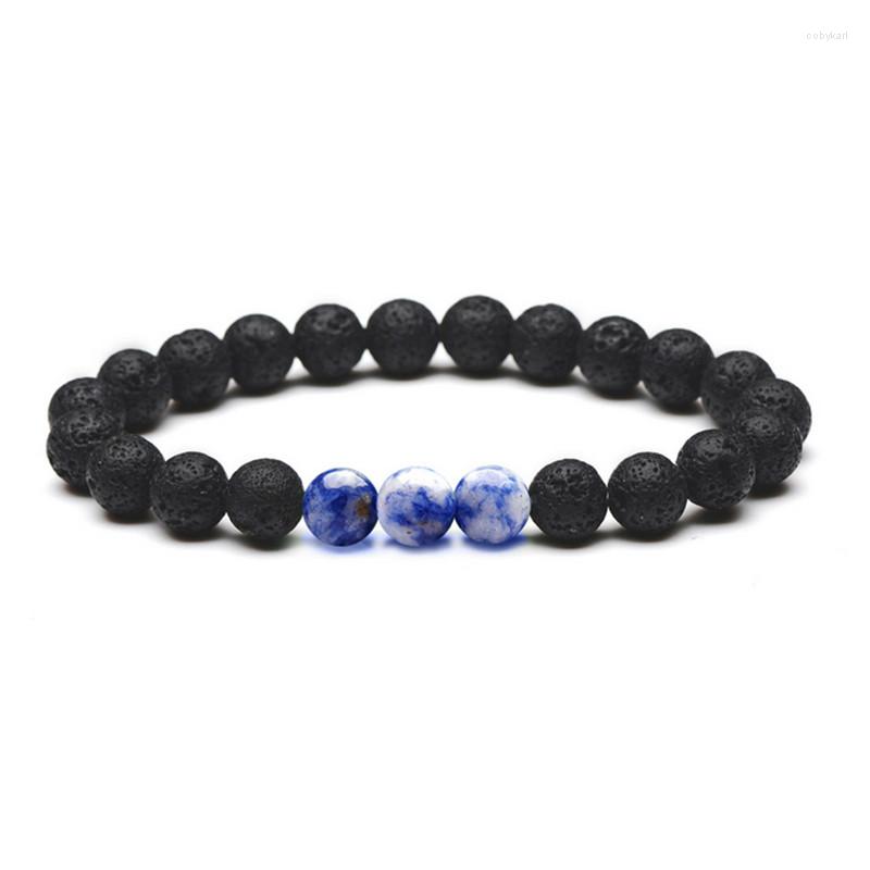 

Strand Adjustab Leladies Natural Stone Beads 8mm Elastic Charm Bracelet Men's And Women's Black Prayer Jewelry Gift