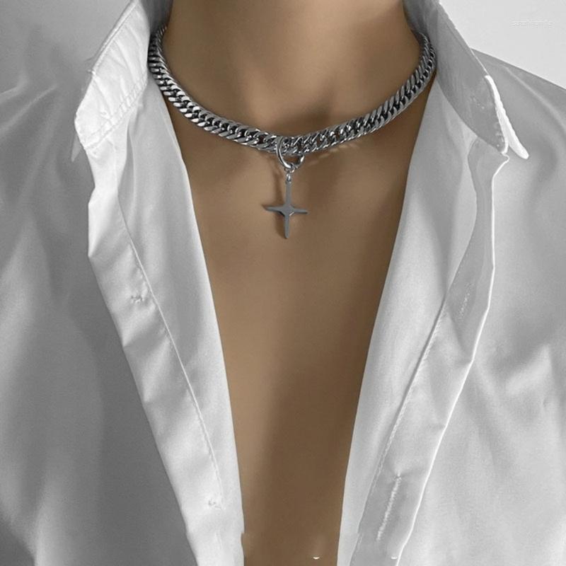 

Chains Stitching Necklace Cuban Link Chain Curb Punk F3MD