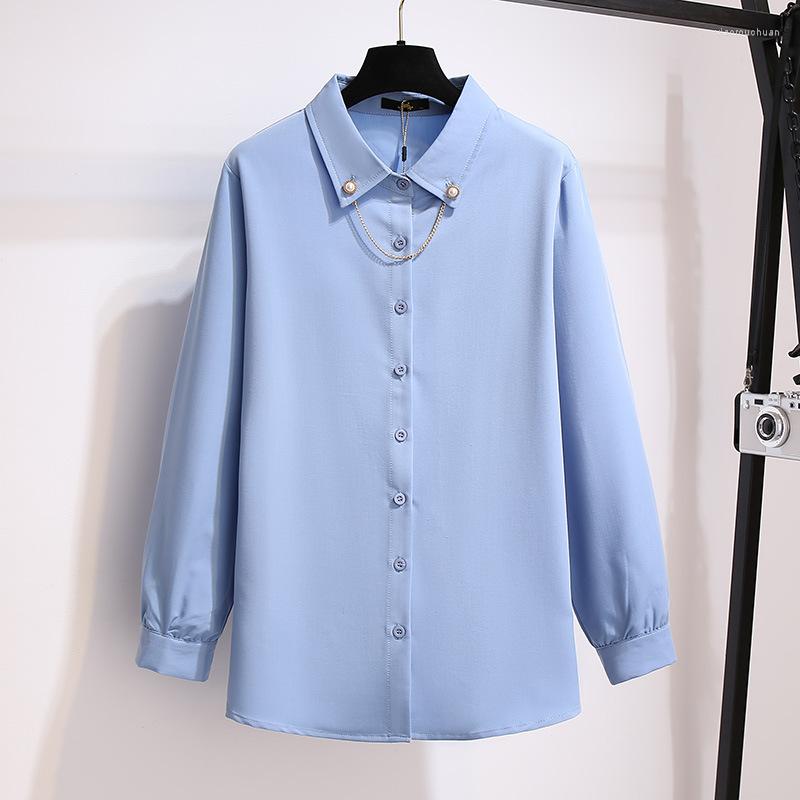 

Women's Blouses High Quality Winter Autumn Women Large Size Big Dress Shirt Long Sleeve 5XL  7XL 8XL 9xl Formal Office Shirts Business, Sky blue