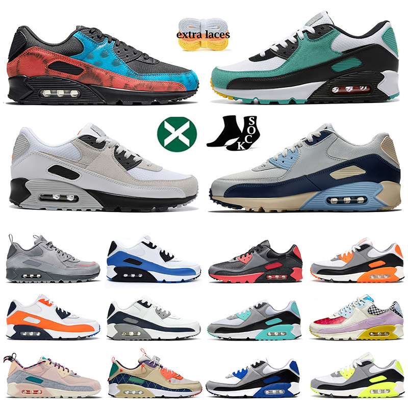 

Big Size 12 Running Shoes 90 OG Sports New Fashion Gorge Green Lucha Libre Triple Black White Midnight Navy Pink Infrared 90s Maxs Men Women Sneakers Trainers, A22 40-46 tie-dye