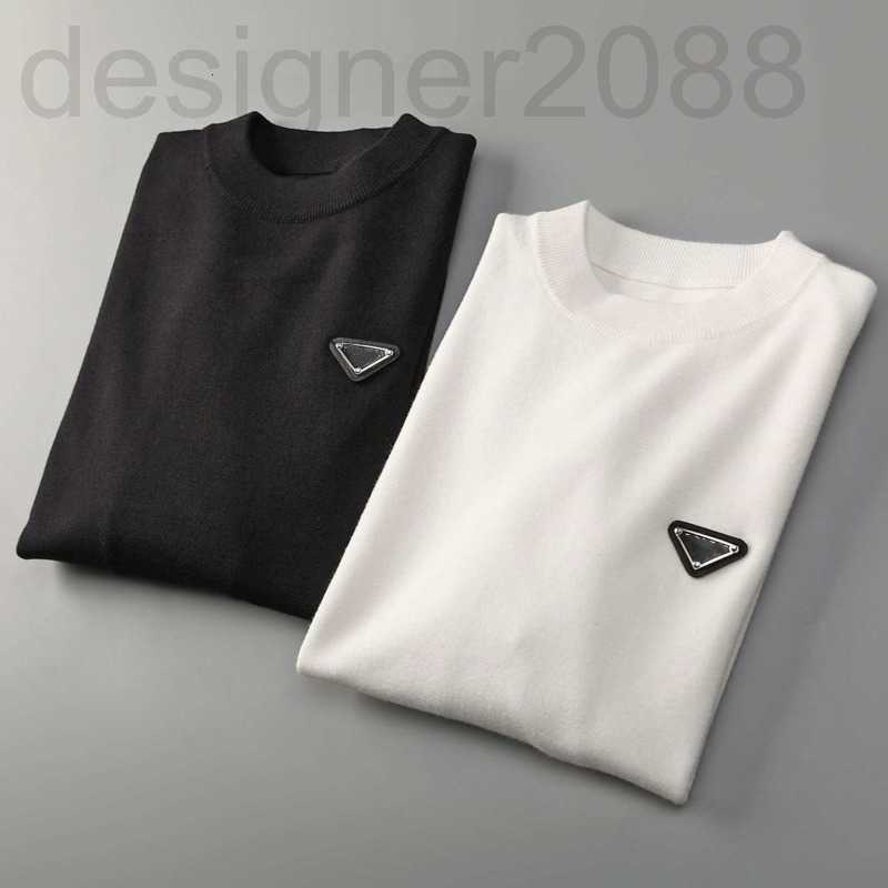 

Men's Sweaters Designer Cashmere Sweater Autumn Winter Warm Pullover Coat Men Women Round Neck Metal Triangle Long-sleeved Bottoming L2dm, Black