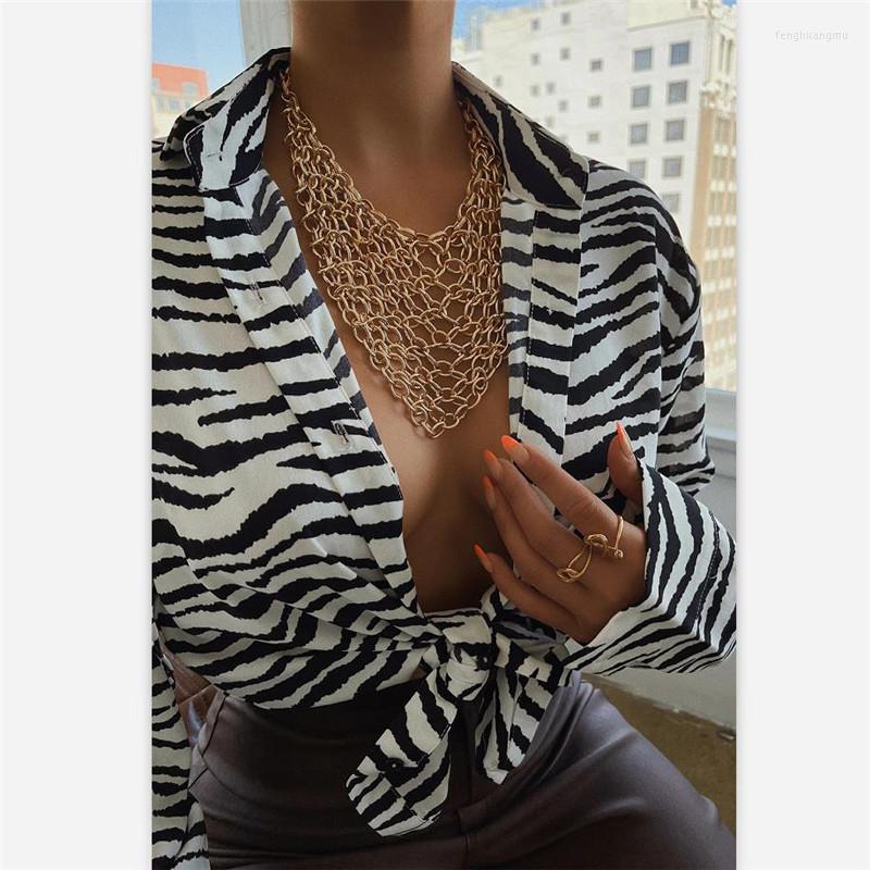 

Women' Blouses Harajuku Gothic Women' Shirt Indie Button Down Lapel Shirts Y2k Abstract Zebra Print Long Sleeve Loose Tops 90s Vintage, White