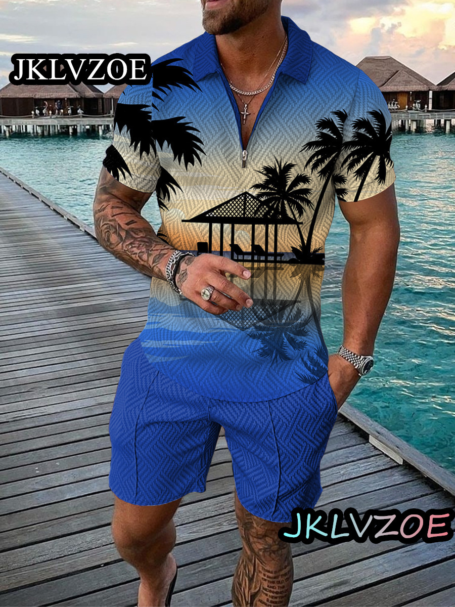

Men s Tracksuits 2 Piece Sets for Men Hawaiian Set Casual Button Down Shirt Floral and Shorts Suits Polo s 230414, Beige