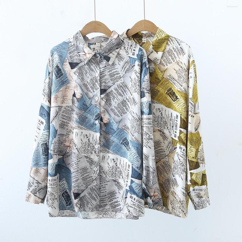 

Women's Blouses Chic Ladies Shirts Fashion Printing Women 2023 Spring Autumn Causal Long Sleeve Slim Mujer Blusas, Blue