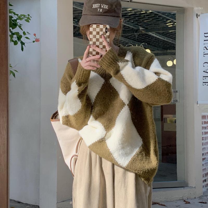 

Women's Sweaters Make Firm Offers The Lazy Wind V-neck Loose Design Feeling Ling Sweater Female, Mustard green