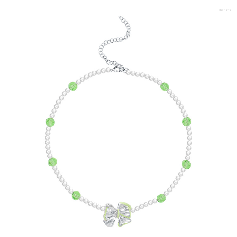 

Choker LONDANY Necklace Green Patchwork Pearl Ins Minority Designer Contrast
