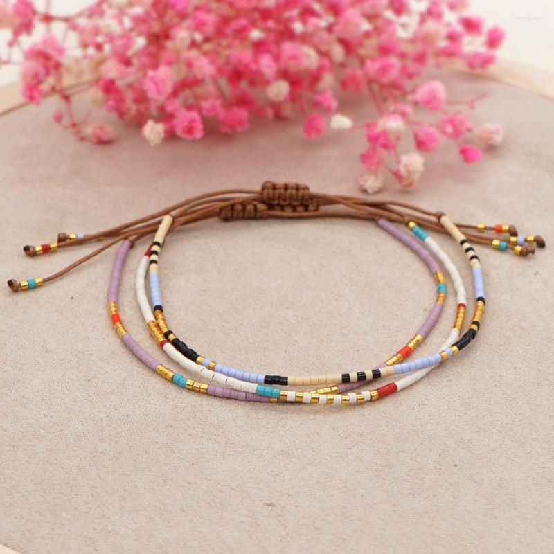 

Strand Beaded Bracelet Colourful Gradient Fashion Minimalist Hand-woven Adjustable Bohemian Rice Bead