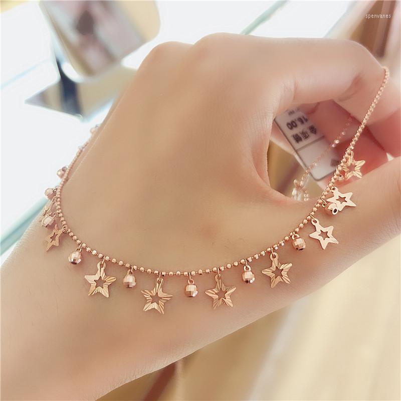 

Chains 585 Purple Gold Shining Star Ball Beads Necklace For Woman Wedding Engagement High-grade 14K Rose Jewelry