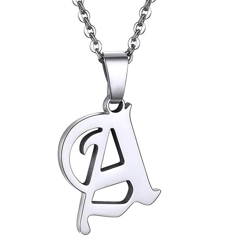 

Pendant Necklaces GoldChic Old English Initial Necklace For Women Girls Stainless Steel Gothic Letter Charm Alphabet A-Z Jewellery