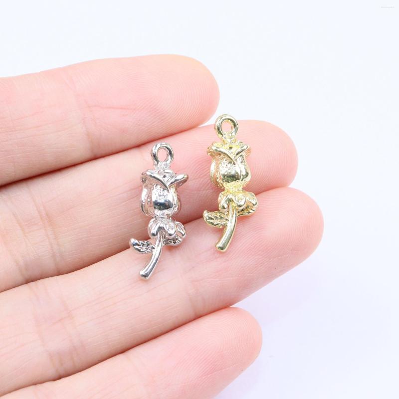 

Charms Eruifa 20pcs 3D Rose Flower Gold Plated Women's Girls Fashion Zinc Alloy Pendant Jewelry DIY Necklace 2 Colors