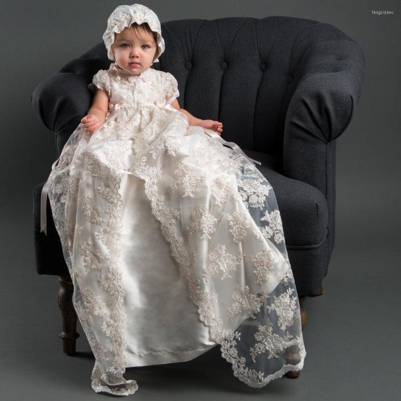 

Girl Dresses Adorable Baptism Dress For Baby 2023 Flower Girls Embroidered Christening Gowns Long Blessing, Beige