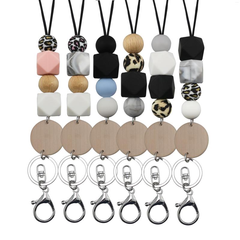 

Keychains ID Badge Holder Teacher Lanyards Business Card Beaded Lanyard Necklace Breakaway Key Chain Silicone Office School Supplies