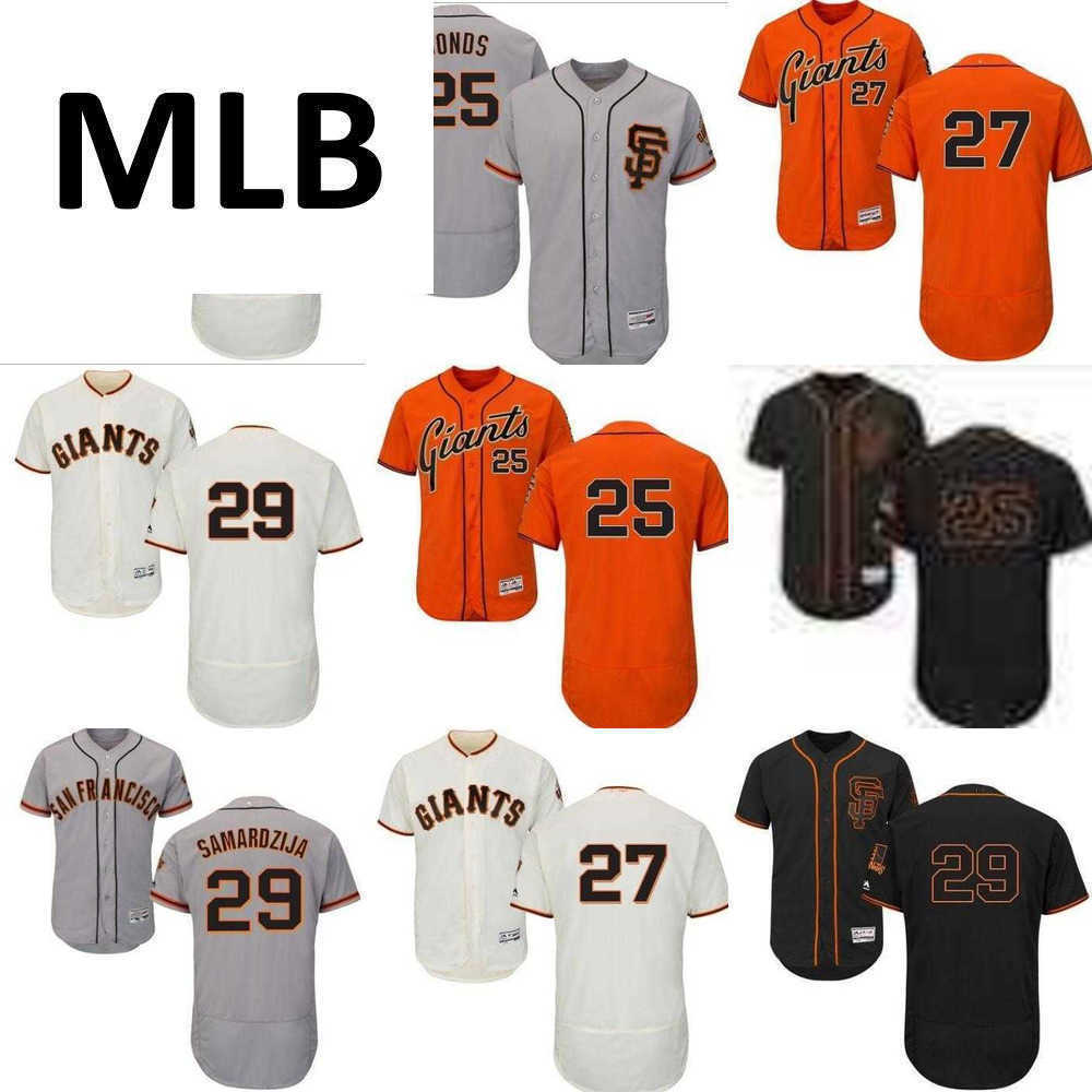 

custom Retro Men women youth SF Giants Jersey #25 Barry Bonds 27 Juan Marichal 29 Jeff Samardzija Orange Grey White Kids Girls Baseball, Colour 2