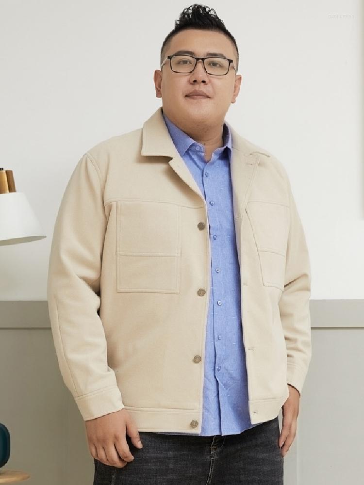 

Men's Jackets Plus Size Men's Casual Loose Fashion Short Workwear Jacket Solid Color Men Turn-Down Collar Business Classic Black Beige