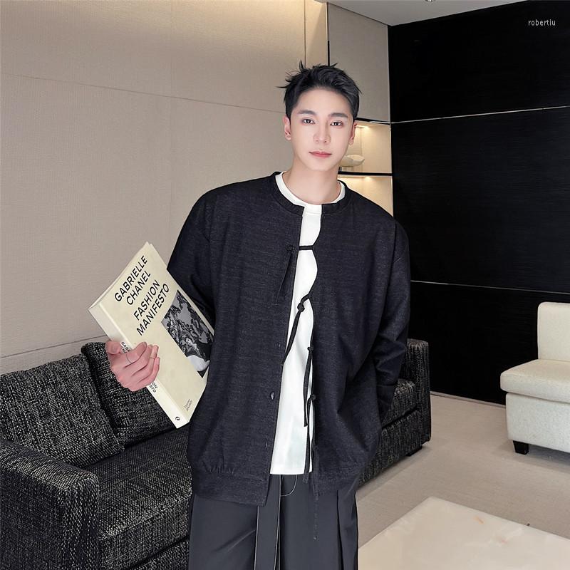 

Men's Hoodies Men Belt Buckle Lace-up Loose Casual Vintage Long Sleeve Sweatshirt Cardigan Jacket Male Women Japan Korean Streetwear Tops, 6327