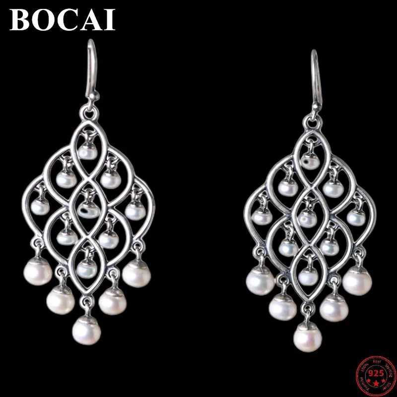 Stud BOCAI S925 Sterling Silver Earrings 2023 New Fashion Simple Freshwater Pearl Brincos Solid Argentum Ear-Drop for Men Women YQ231114-image-921049788