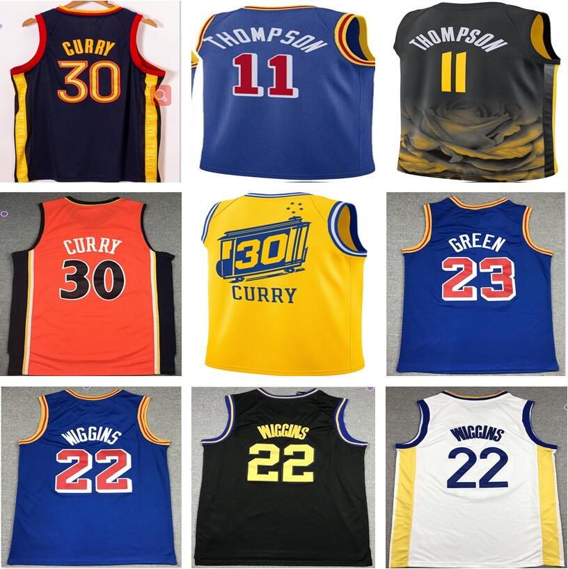 

Vintage Stephen Curry Klay Thompson Basketball Jerseys Draymond Green Andrew Wiggins 2022 2023 City Shirt Edition Blue Black Jersey 30 11 23, As