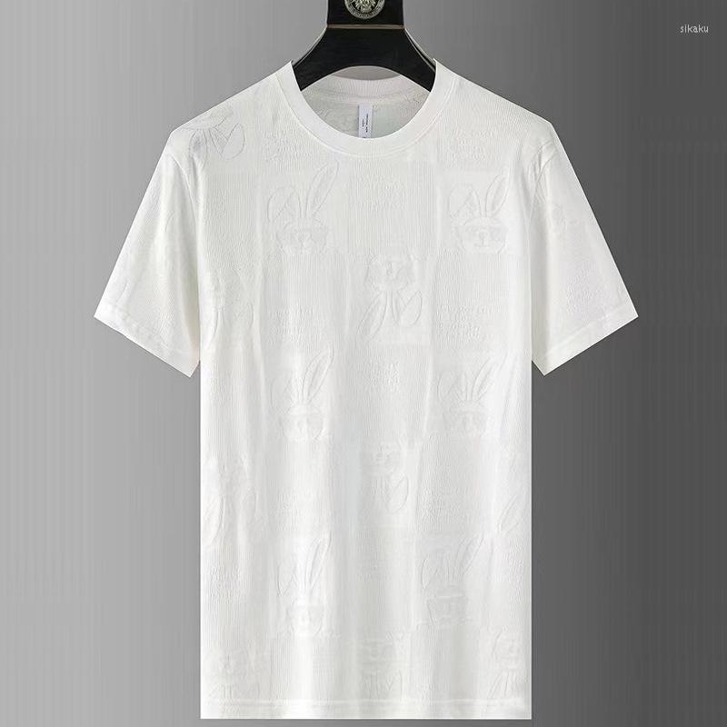 

Men's T Shirts Light Luxury And Simple Cartoon Jacquard Knitted T-shirt For Men's Fashion Casual Ice Silk Breathable Round Neck Short, Dark grey