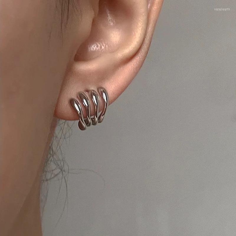 

Hoop Earrings 2023 Trendy Silver Color Four-layer Open Circle C-shaped Metal Earring Simple Vintage For Woman Girls Accessories