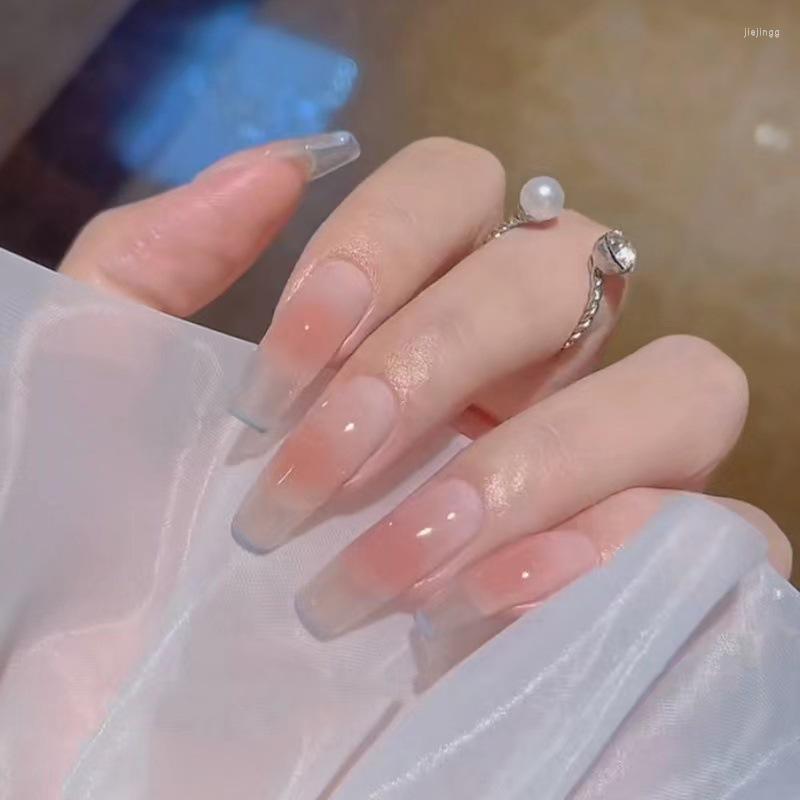 

False Nails 24 Pcs Full Cover Press On Self Adhesive Detachable Finished Fingernails Wearable Fake For Women Manicure, J-6