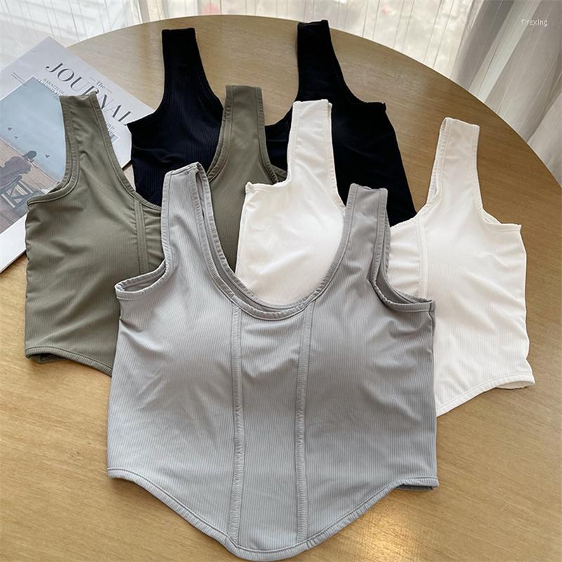 

Women's Tanks Sports Bra Crop Top Women Camis Basic Vest Backless Seamless Streetwear Elastic Sleeveless Casual Y2k Tank Tops Female, Black