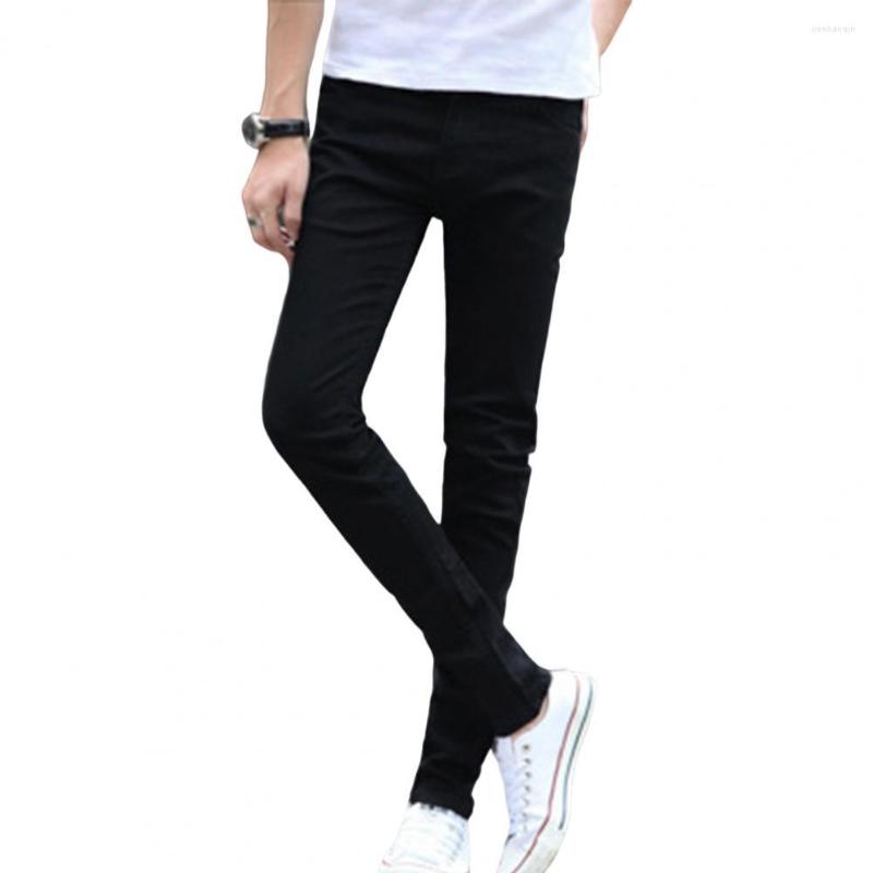 

Men's Jeans Simple Long Trousers Skin-Touch Denim Pants Zipper Male Straight Leg Pencil Versatile, Blue