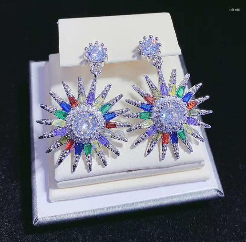 

Dangle Earrings 1Pair Fashion Rainbow CZ Crystal Stud Earring