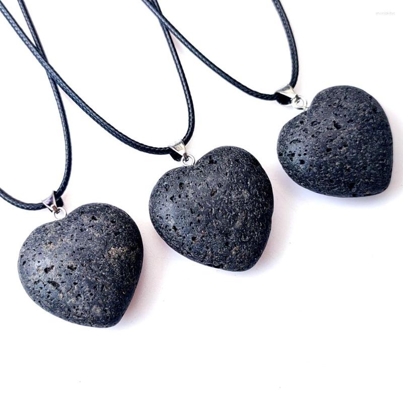 

Pendant Necklaces Heart Lava Stone Aroma Essential Oil Diffuser Necklace Jewelry Volcanic Collar Fire