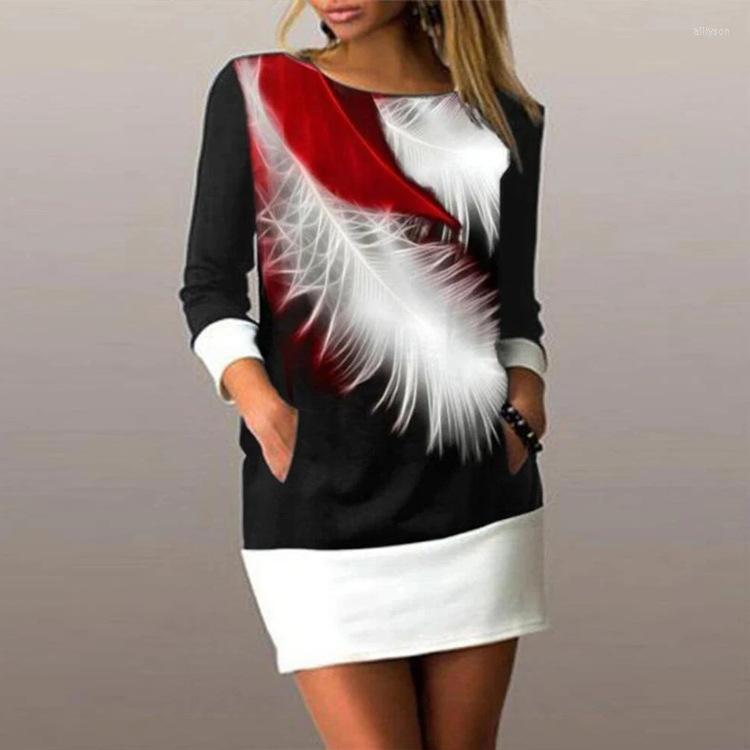 

Ethnic Clothing Autumn Fashion Women O-neck Long Sleeve Printing Mini Dress For Bodycon African Clothes