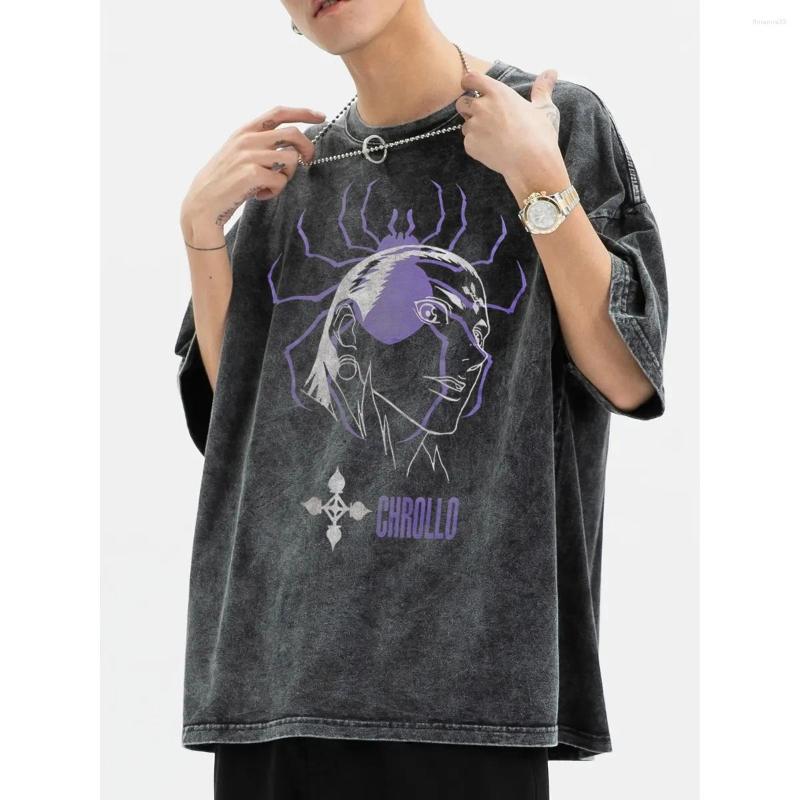 

Men' T Shirts Japanese Anime X Tshirt Vintage Washed Cotton Tee Men Women Hip Hop Streetwear Graphic Print Harajuku Tops, Black 3