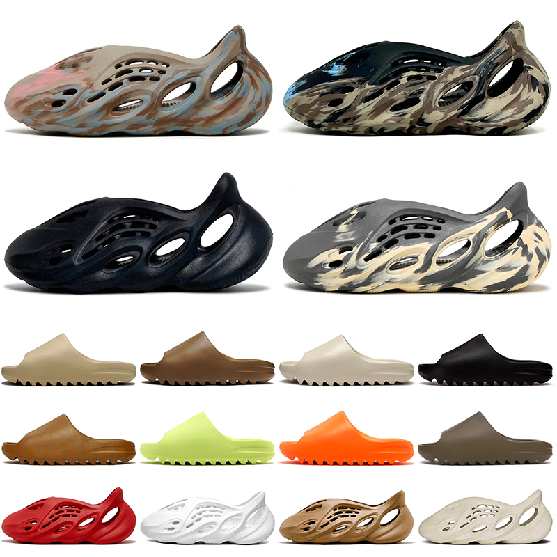 

free shipping sneakers luxury slippers Slides foam runners with box sandals mens womens Ochre Bone White Pantoufle foamrunner designer slide runner size eur 36-48, A9 36-45