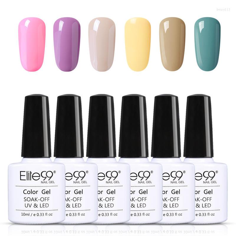 

Nail Gel Elite99 6pcs Solid Color Series Polish Set Soak Off UV LED Varnish Primer Art Manicure 10ML, Zh004