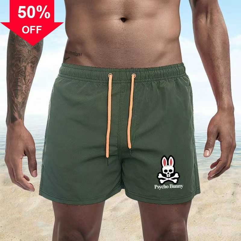 

Shorts Mens Fashion Beach Pants Leather Shorts Skull Rabbit Animal Print Psycho Bunny Surf Quick Dry European and American StyleS to 2XL Size, Purple